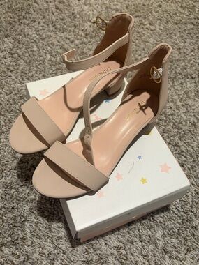 Dream Pairs Blush Pink Ankle-Strap Block Heel Sandals